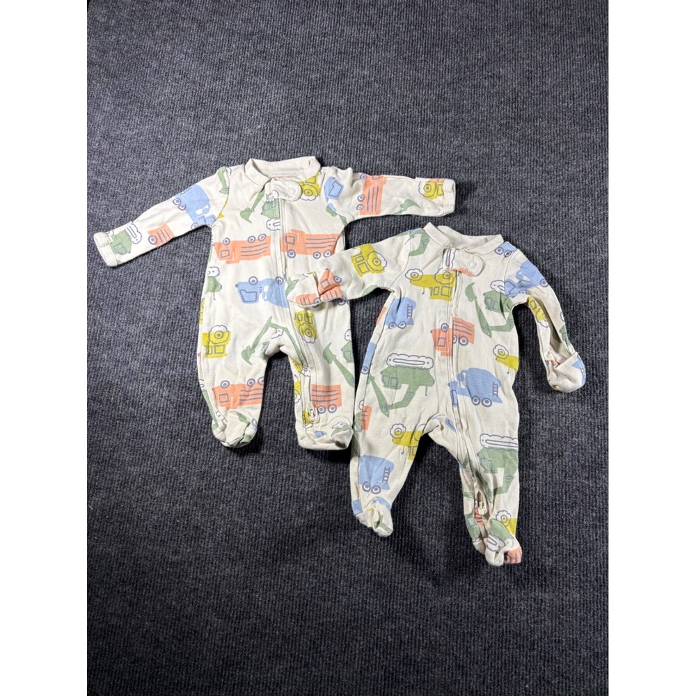 Carter's Child of Mine Preemie Construction Truck‎ Sleep and Play Pajamas 2 Pack